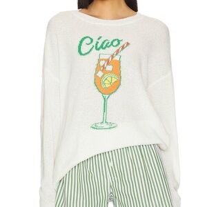 White Show Me Your MuMu 'Ciao' Graphic Sweater with Aperol
